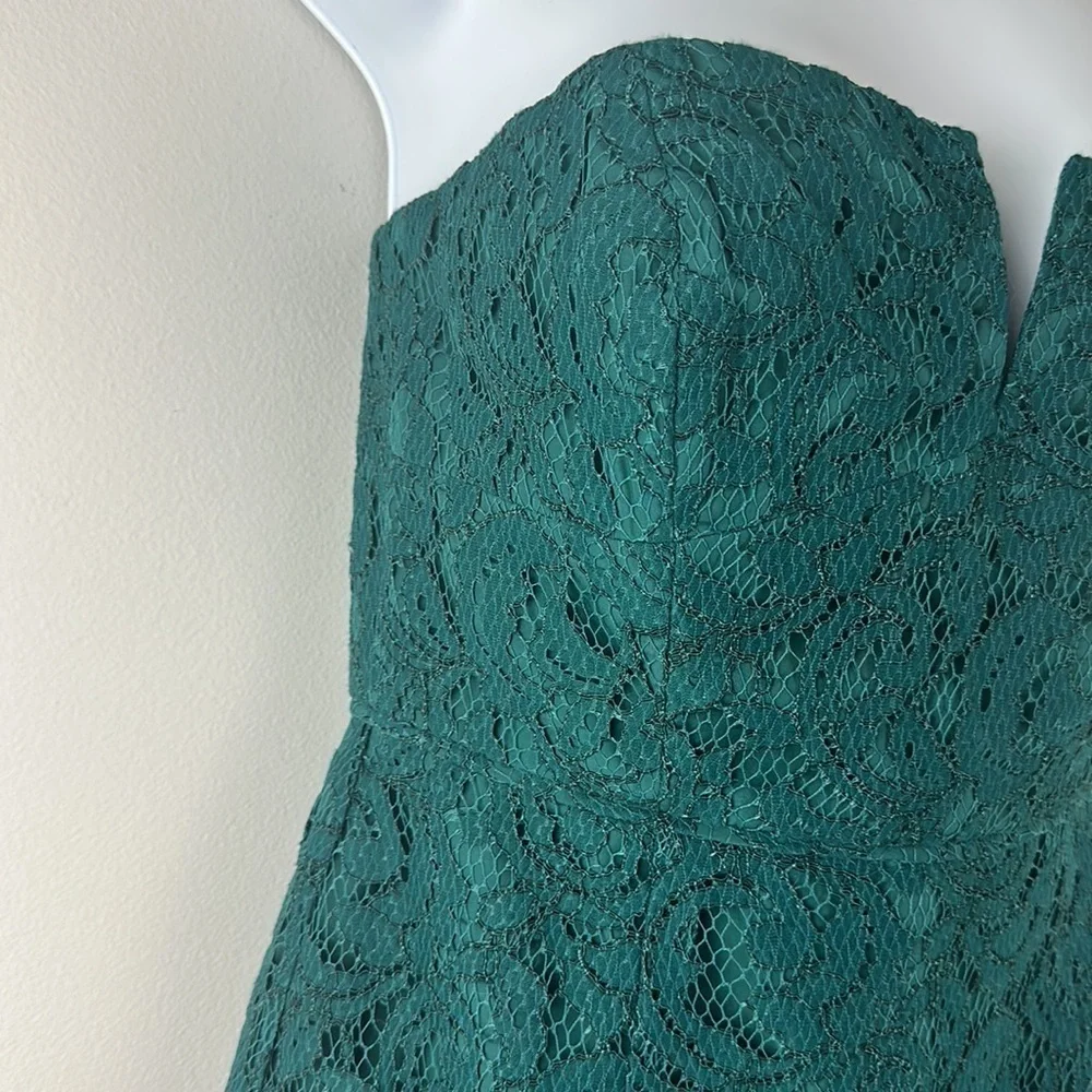NEW J. Crew Cathleen Dress Green Leavers Lace Size 2 Strapless Prom Bridesmaid